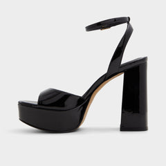 Valoria Black Women's Platform sandals - Strappy heeled sandal, Platform