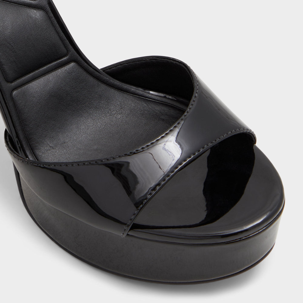 Valoria Black Women's Platform sandals - Strappy heeled sandal, Platform