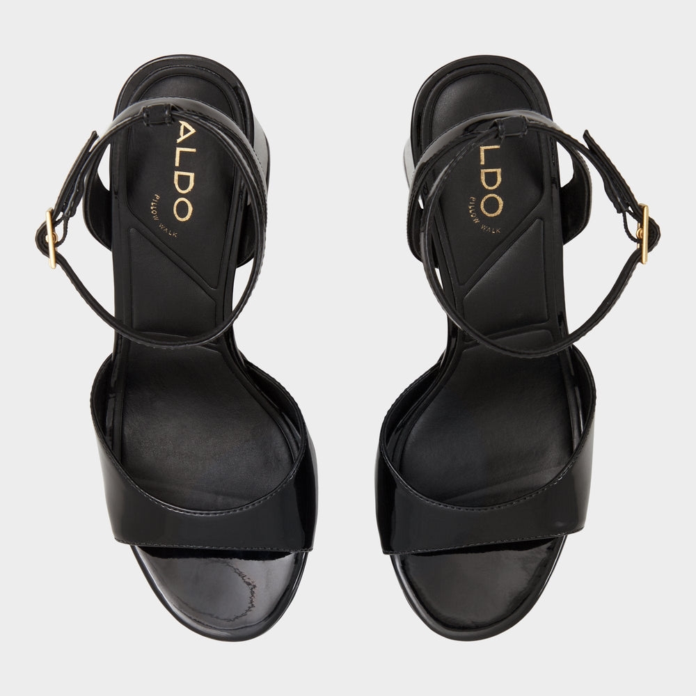 Valoria Black Women's Platform sandals - Strappy heeled sandal, Platform
