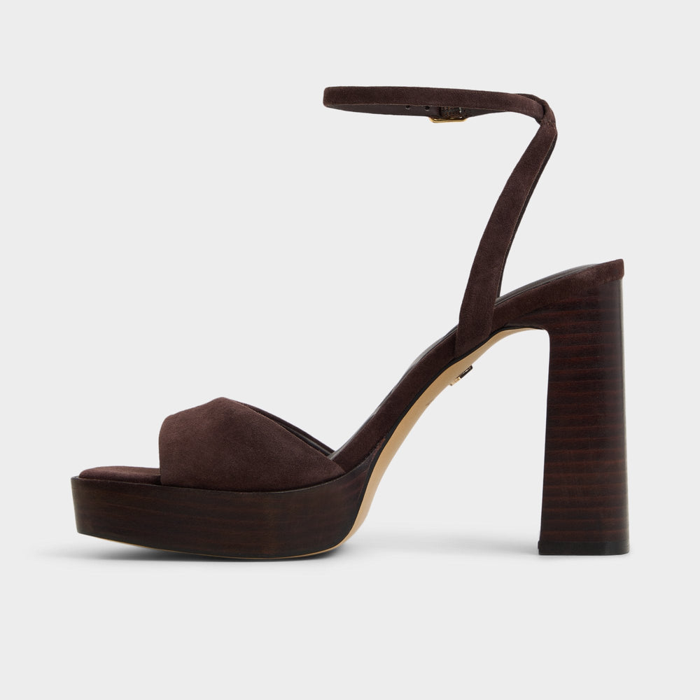 Lothon Dark Brown Women's Platform sandals - Strappy heeled sandal, Platform