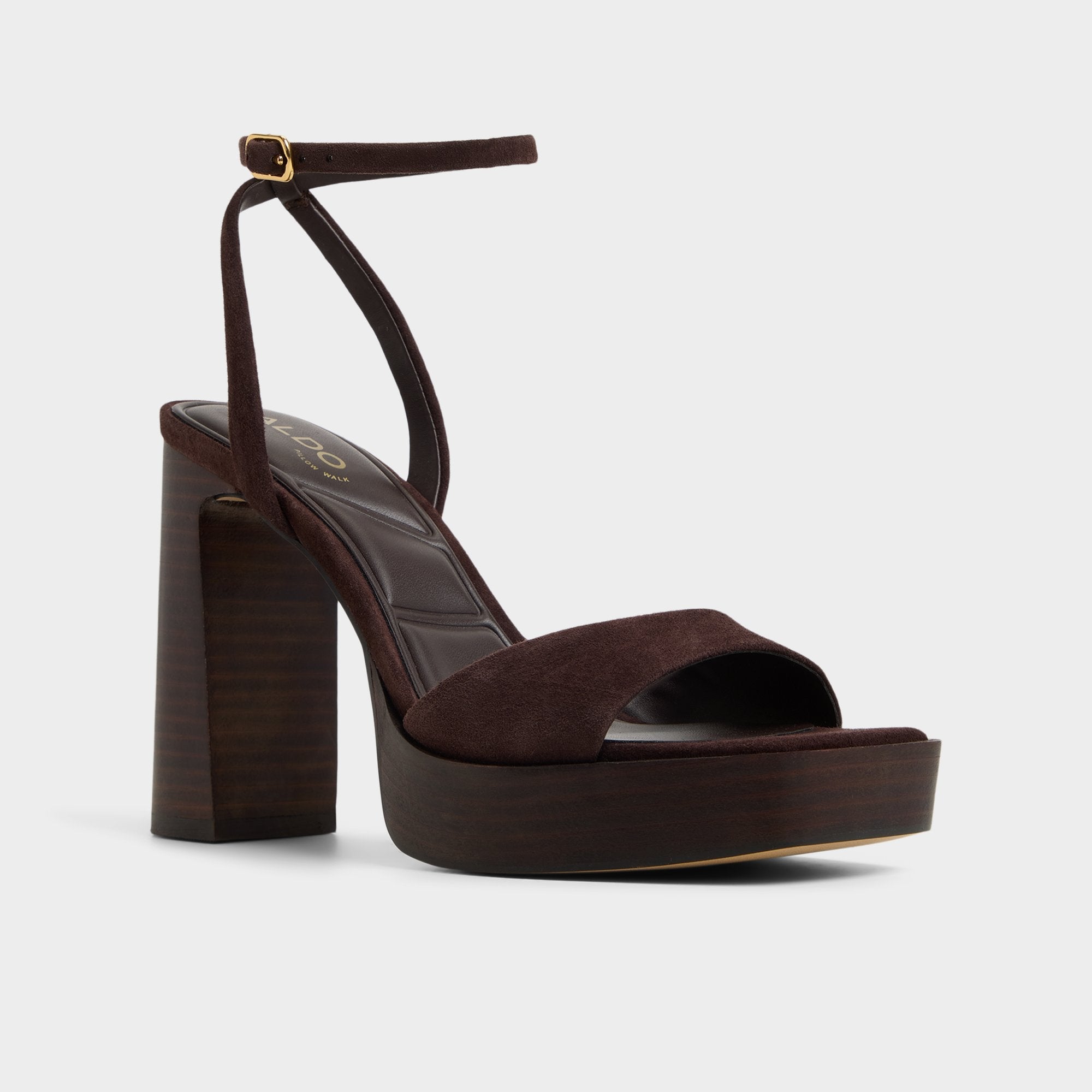 Lothon Dark Brown Women's Platform sandals - Strappy heeled sandal, Platform