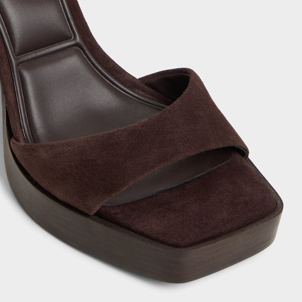Lothon Dark Brown Women's Platform sandals - Strappy heeled sandal, Platform