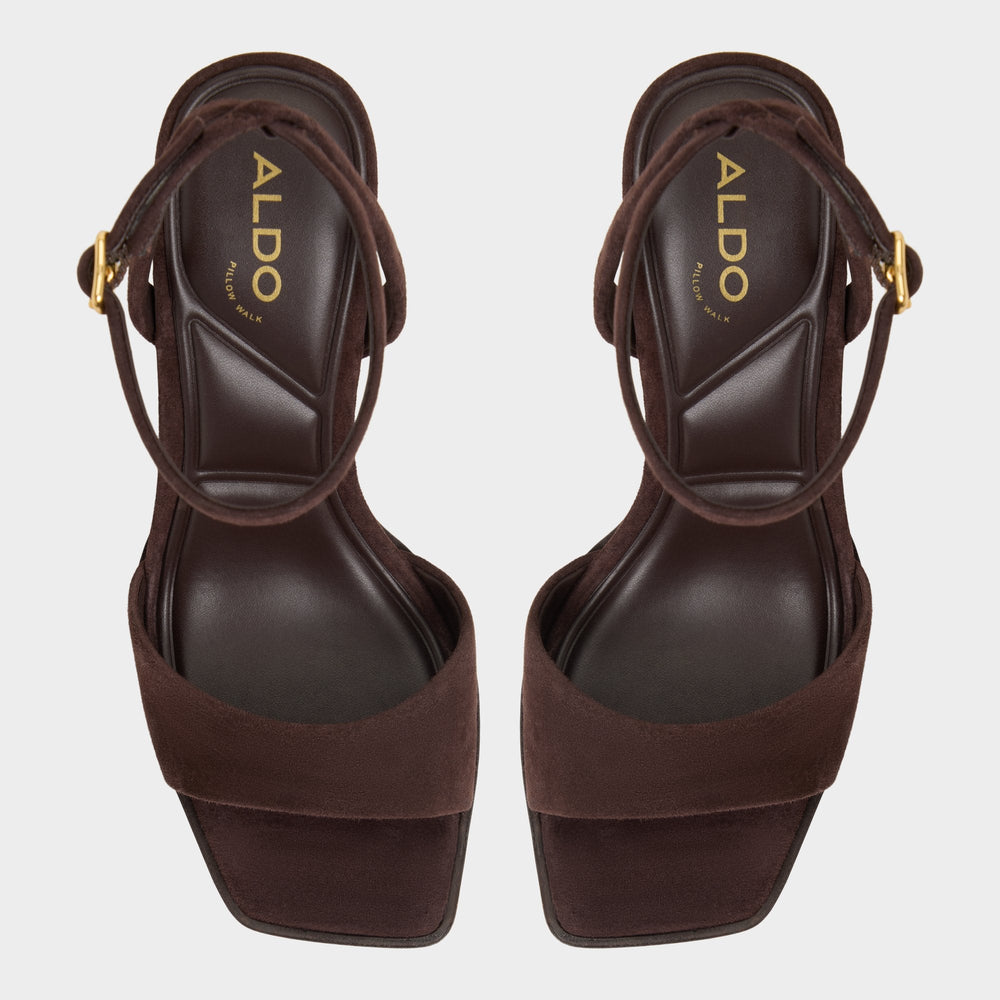 Lothon Dark Brown Women's Platform sandals - Strappy heeled sandal, Platform