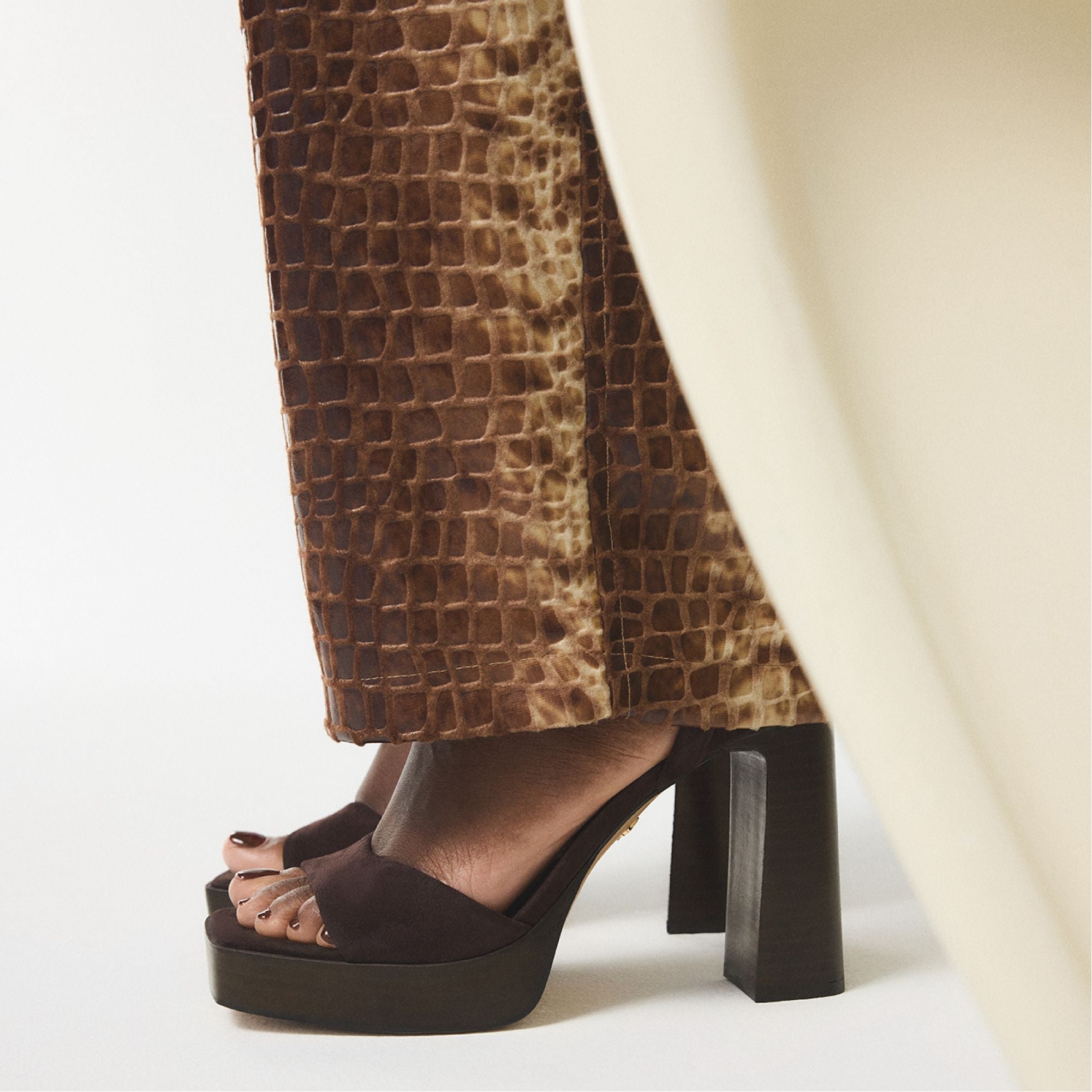Lothon Dark Brown Women's Platform sandals - Strappy heeled sandal, Platform