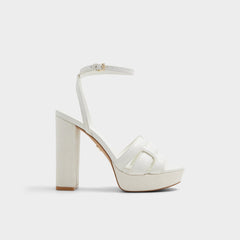 Valaberel Open White Women's Platform sandals - Strappy heeled sandal, Platform