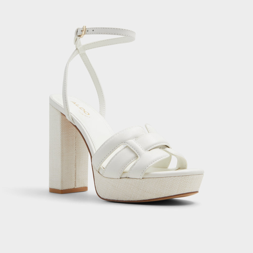 Valaberel Open White Women's Platform sandals - Strappy heeled sandal, Platform