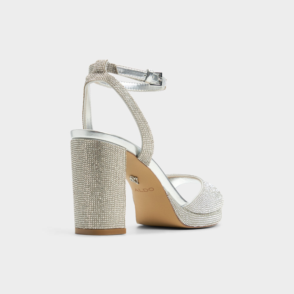 Alluring Silver Women's Iridescent metallics - Strappy heeled sandal, Platform