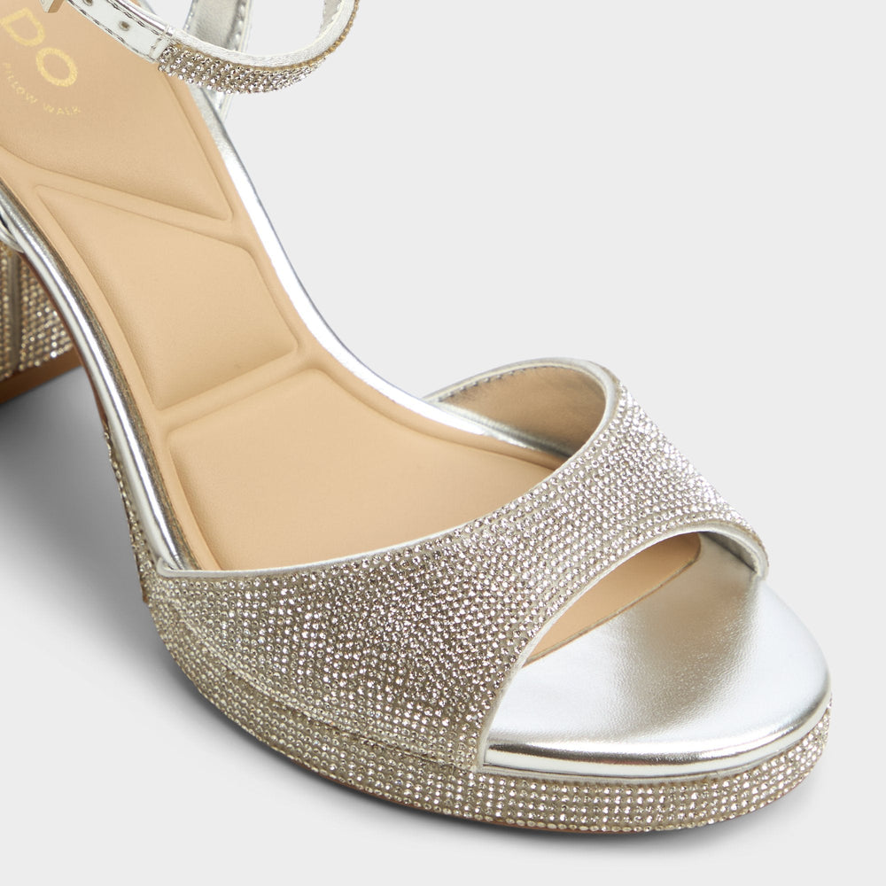 Alluring Silver Women's Iridescent metallics - Strappy heeled sandal, Platform