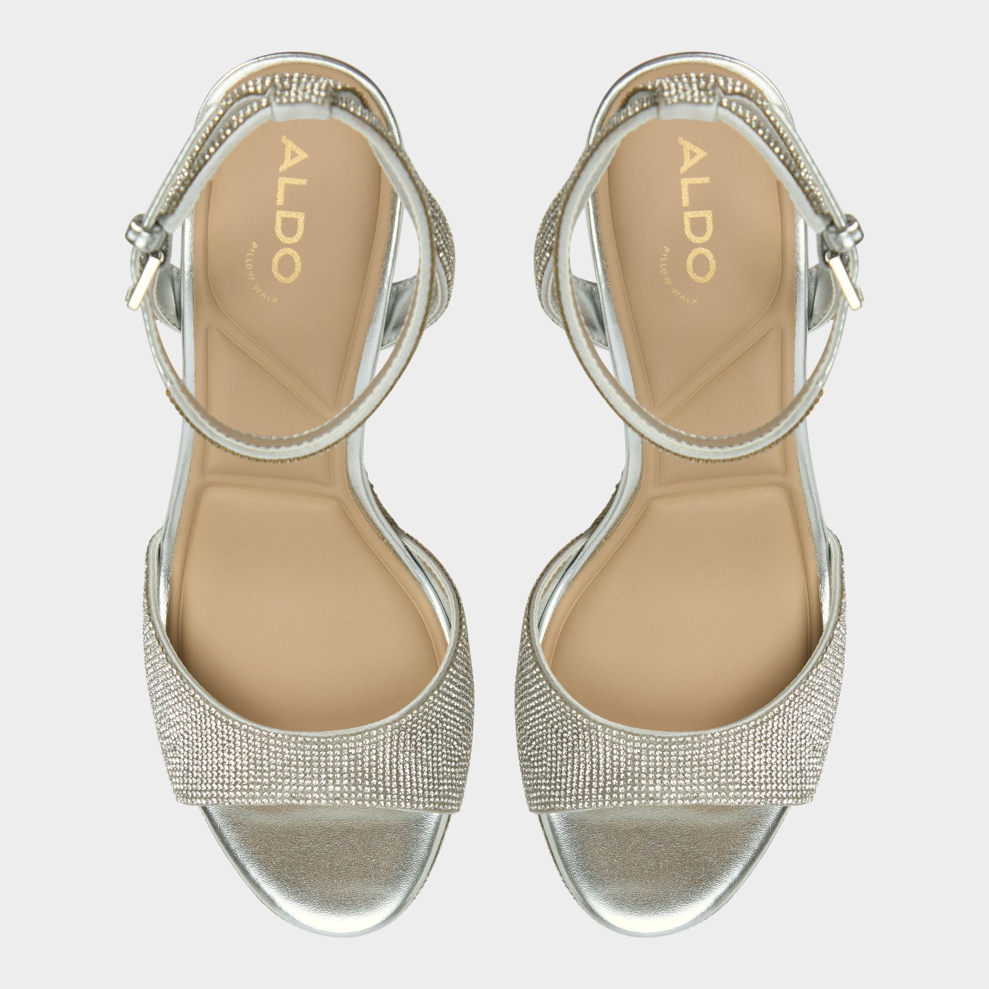 Alluring Silver Women's Iridescent metallics - Strappy heeled sandal, Platform