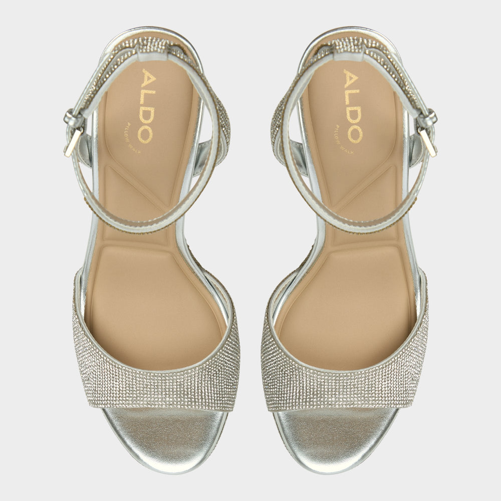 Alluring Silver Women's Iridescent metallics - Strappy heeled sandal, Platform