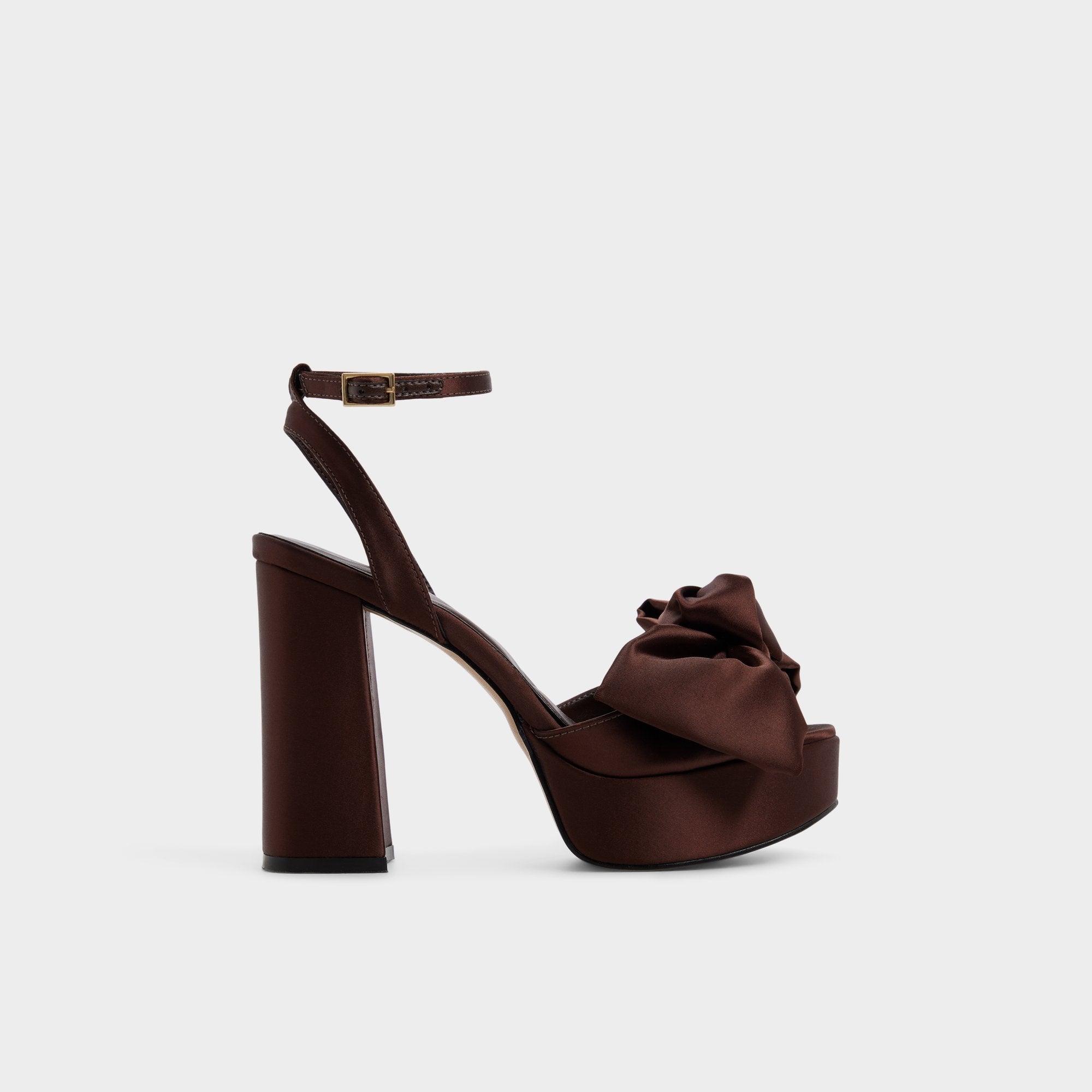 Luscious in Dark Brown - Strappy heeled sandal, Platform
