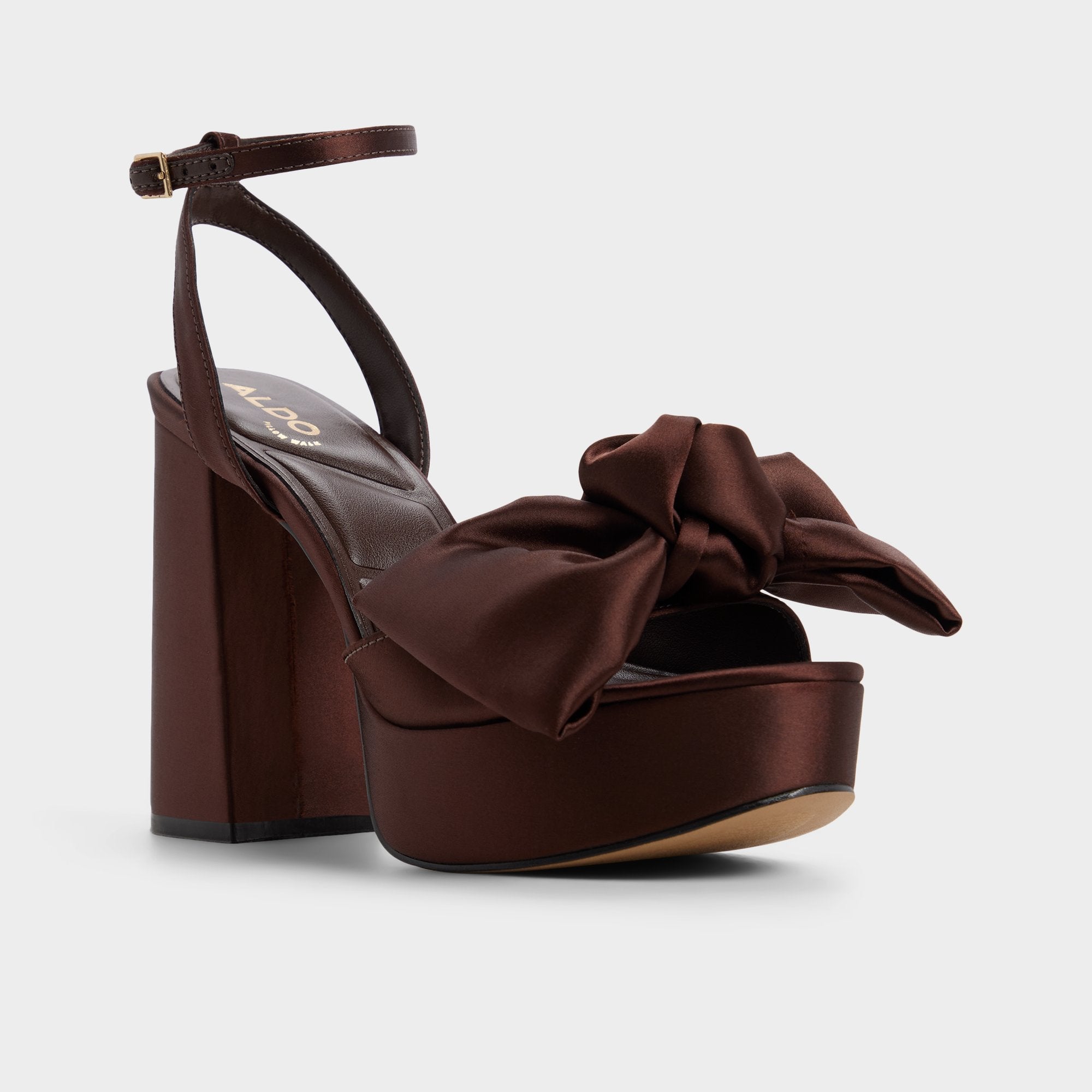 Luscious in Dark Brown - Strappy heeled sandal, Platform