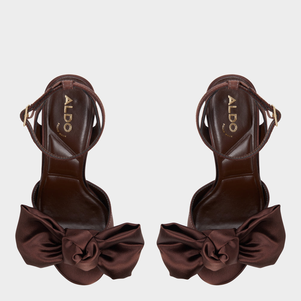 Luscious in Dark Brown - Strappy heeled sandal, Platform