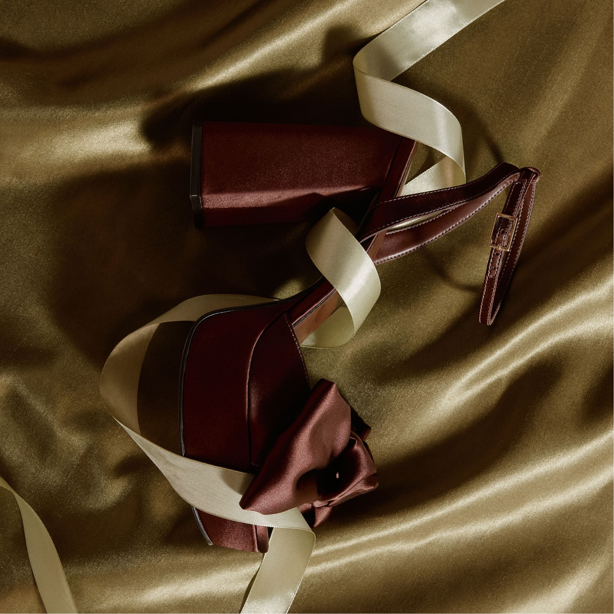 Luscious in Dark Brown - Strappy heeled sandal, Platform