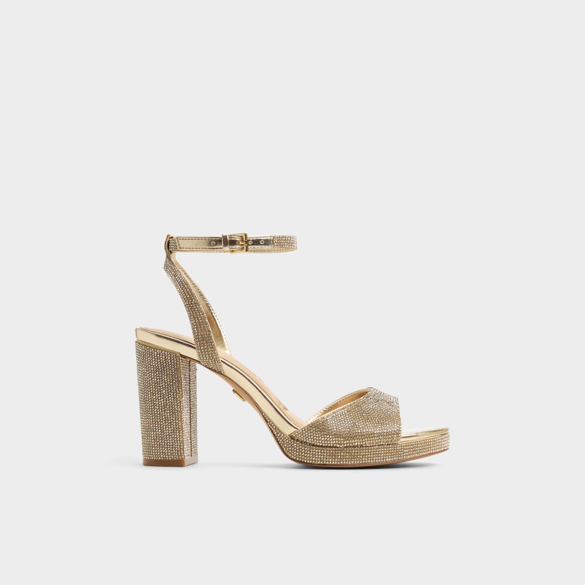 Alluring Champagne Women's Strappy sandals - Strappy heeled sandal, Platform