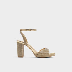 Alluring Champagne Women's Strappy sandals - Strappy heeled sandal, Platform