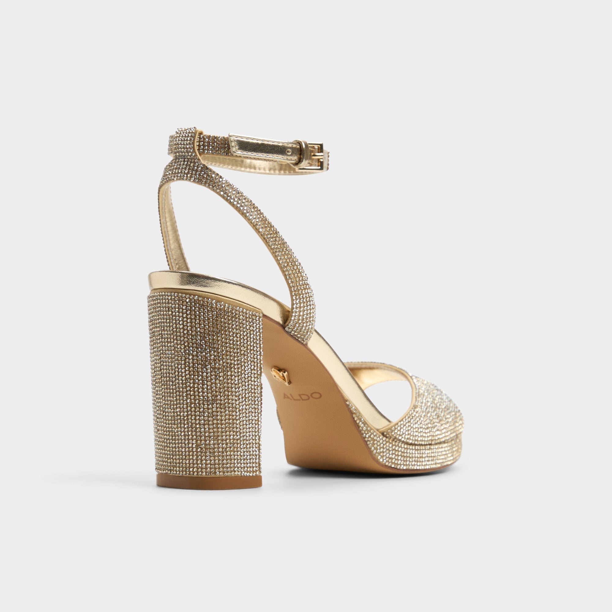 Alluring Champagne Women's Strappy sandals - Strappy heeled sandal, Platform