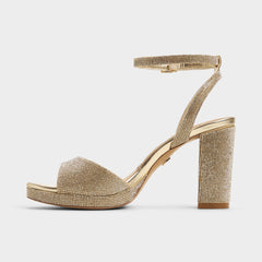 Alluring Champagne Women's Strappy sandals - Strappy heeled sandal, Platform