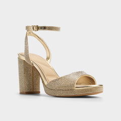 Alluring Champagne Women's Strappy sandals - Strappy heeled sandal, Platform