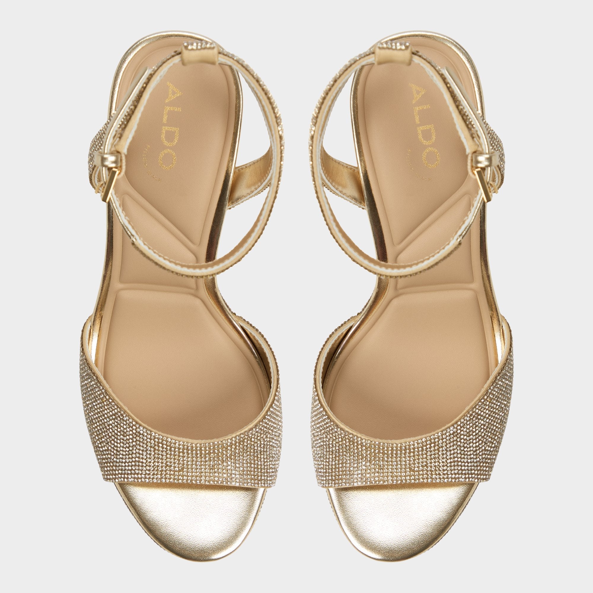 Alluring Champagne Women's Strappy sandals - Strappy heeled sandal, Platform