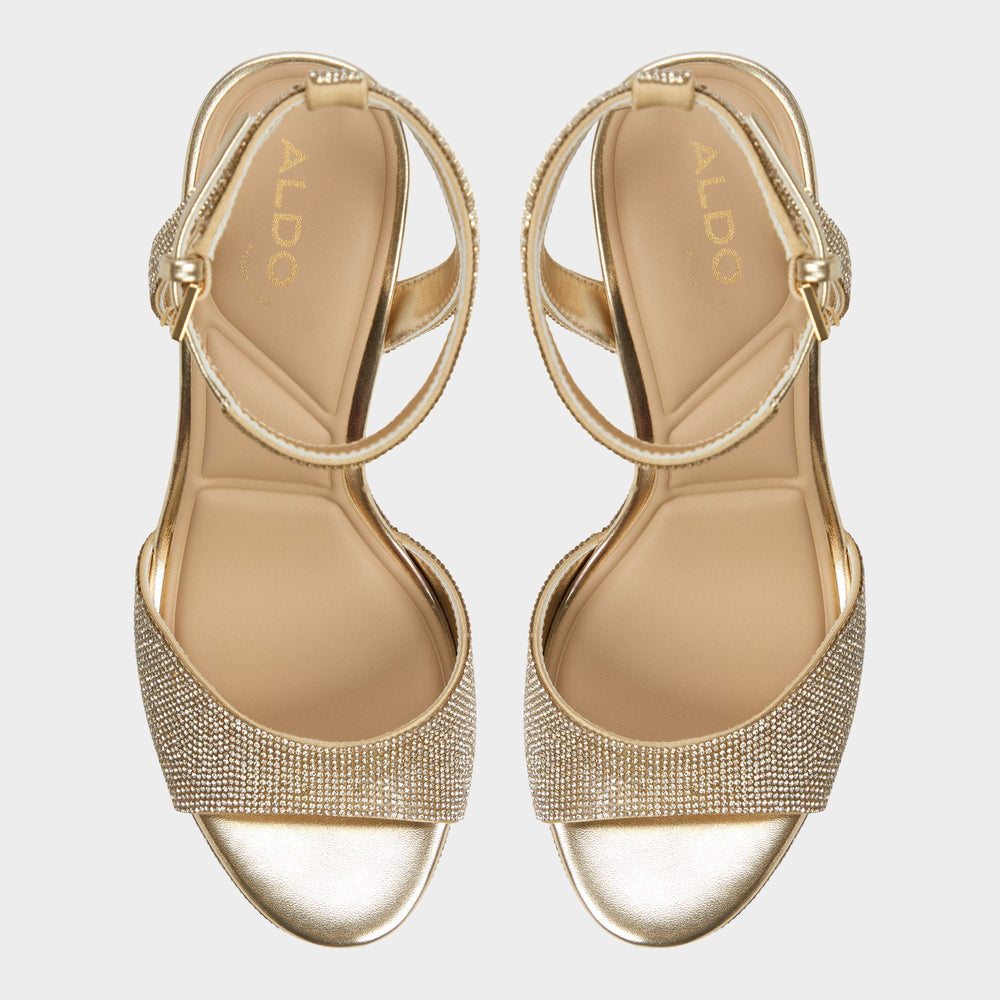 Alluring Champagne Women's Strappy sandals - Strappy heeled sandal, Platform