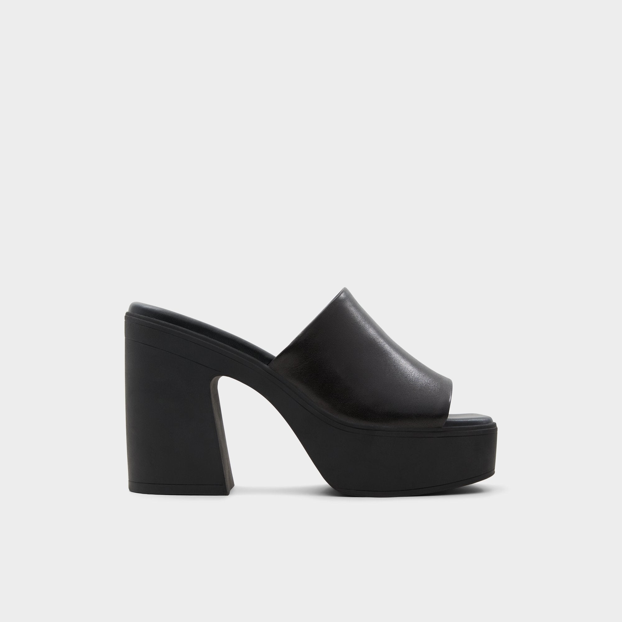 Maysee Other Black Leather Smooth Women's Mule slides - Heeled mule, Platform