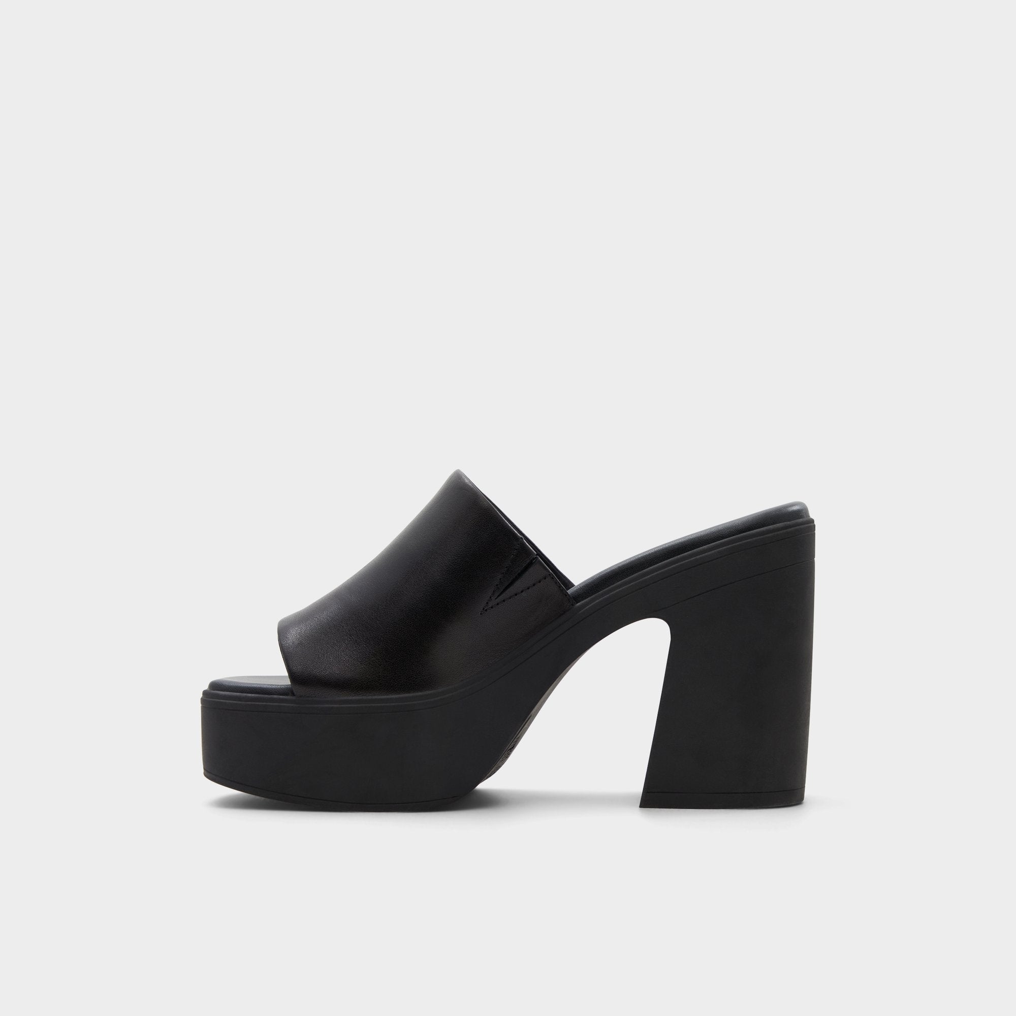 Maysee Other Black Leather Smooth Women's Mule slides - Heeled mule, Platform