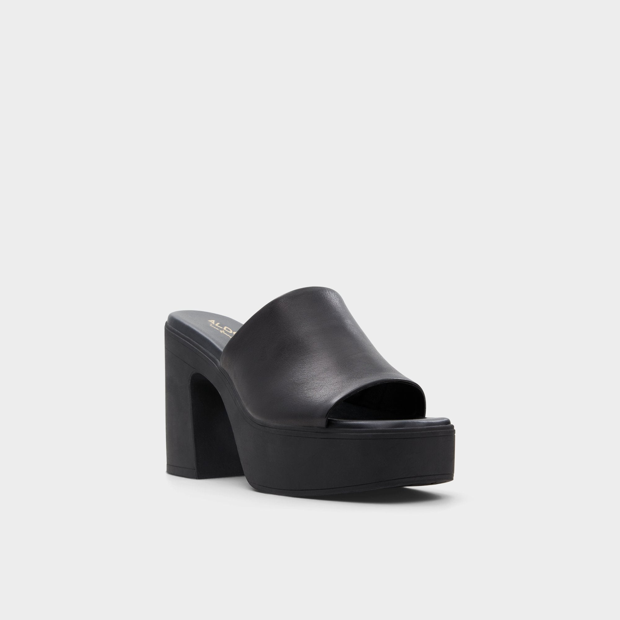 Maysee Other Black Leather Smooth Women's Mule slides - Heeled mule, Platform