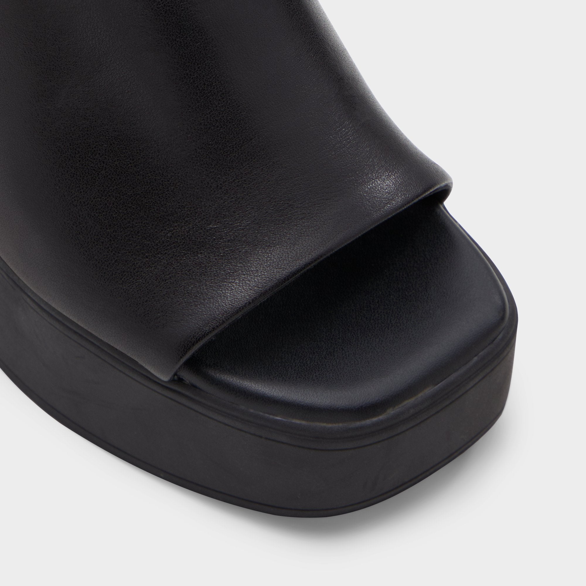 Maysee Other Black Leather Smooth Women's Mule slides - Heeled mule, Platform