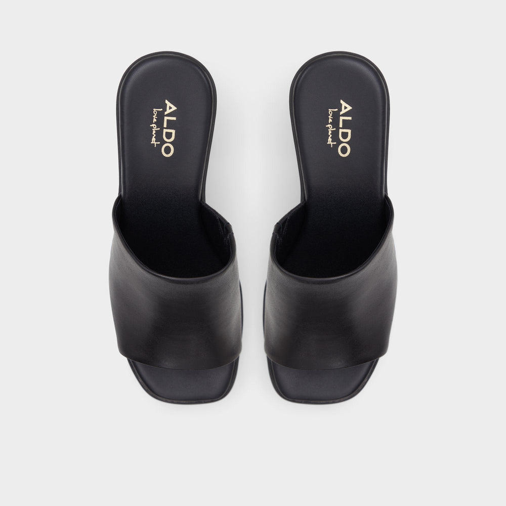 Maysee Other Black Leather Smooth Women's Mule slides - Heeled mule, Platform