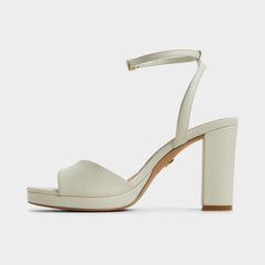 Gracious White/Bone Women's Block heels - Strappy heeled sandal, Block heel