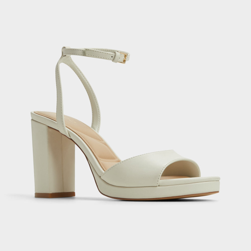 Gracious White/Bone Women's Block heels - Strappy heeled sandal, Block heel