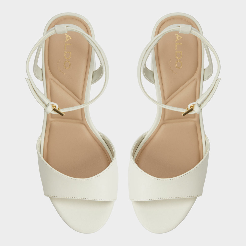 Gracious White/Bone Women's Block heels - Strappy heeled sandal, Block heel