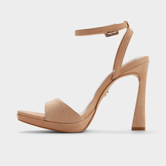 Ivette in Medium Beige - Strappy heeled sandal, Platform