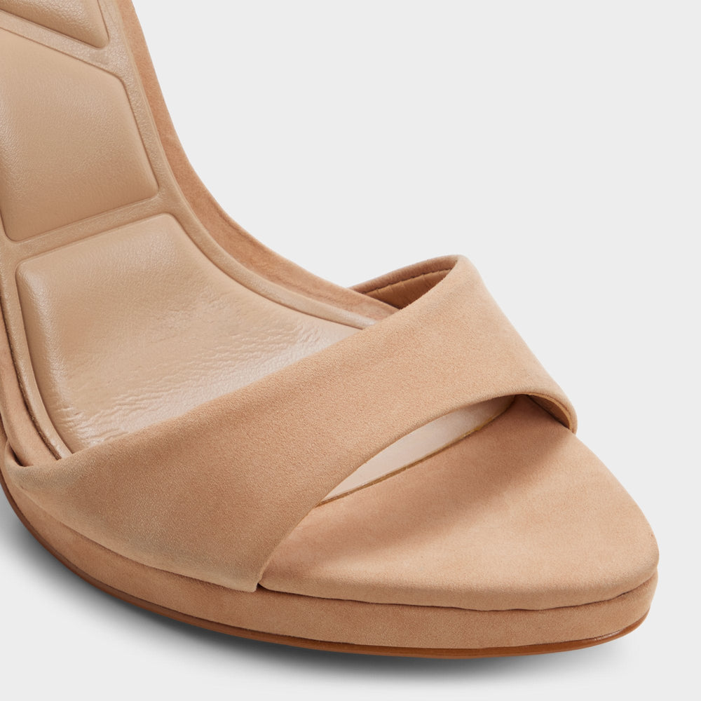 Ivette in Medium Beige - Strappy heeled sandal, Platform