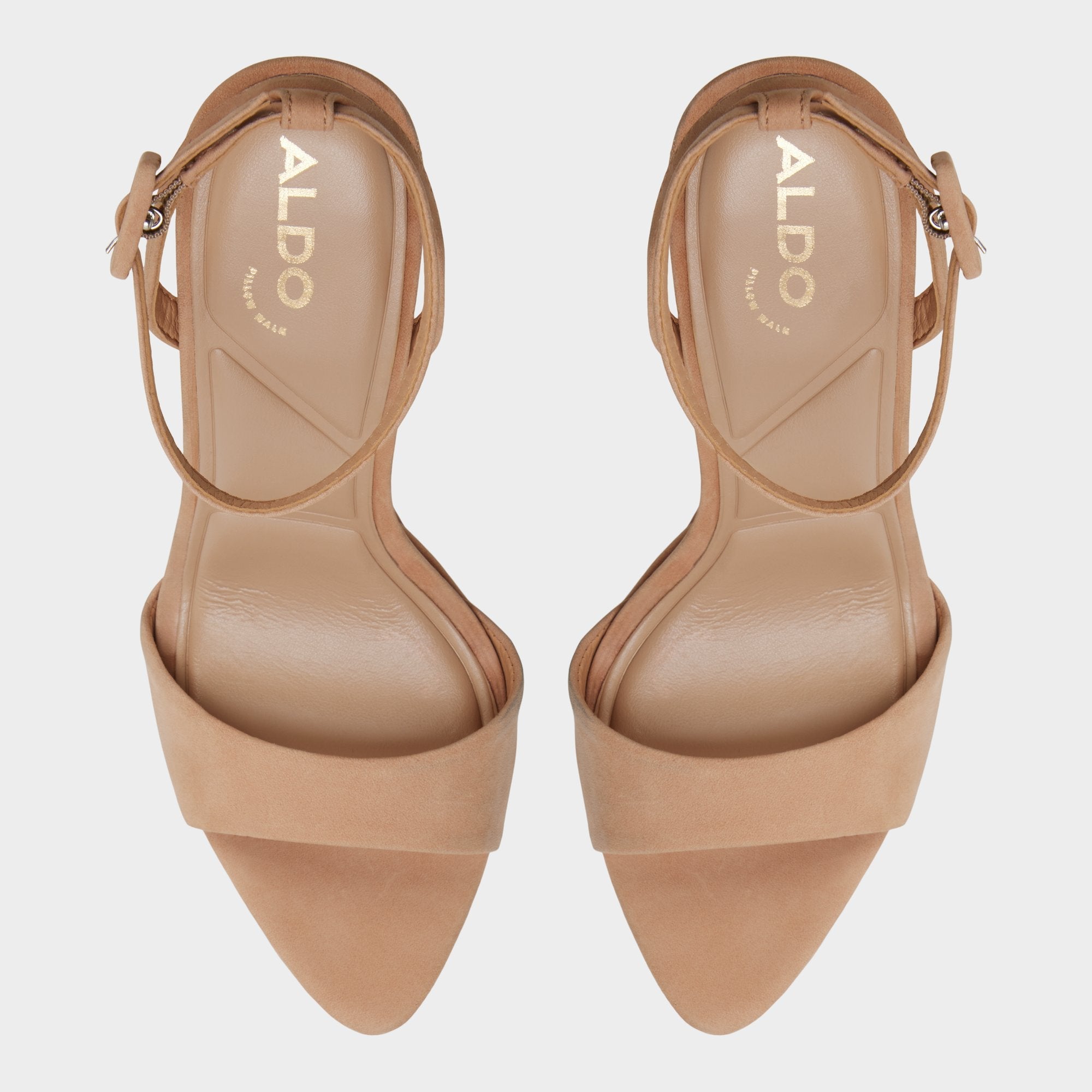 Ivette in Medium Beige - Strappy heeled sandal, Platform