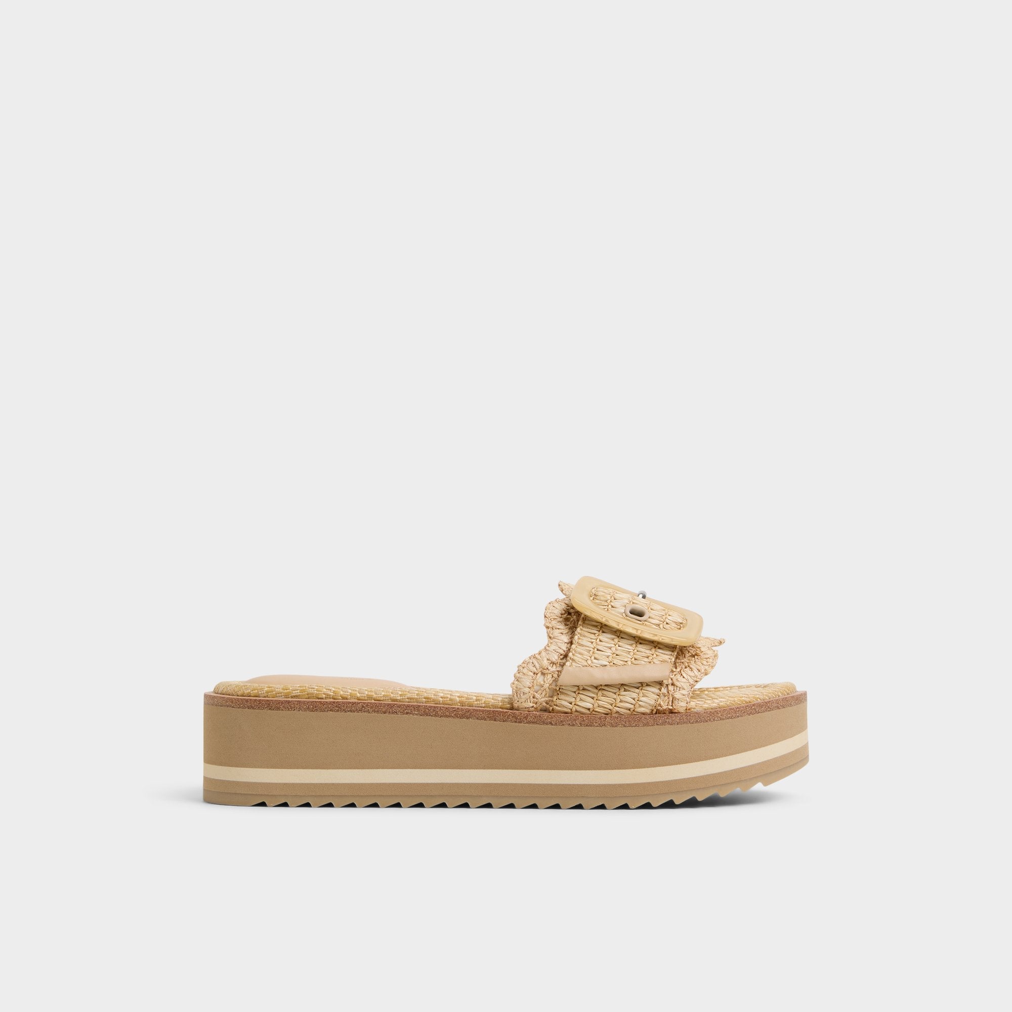 Wavynelly Light Beige Women's Flats - Slide sandal, Platform