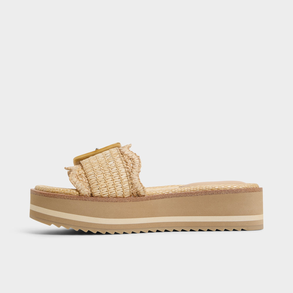 Wavynelly Light Beige Women's Flats - Slide sandal, Platform