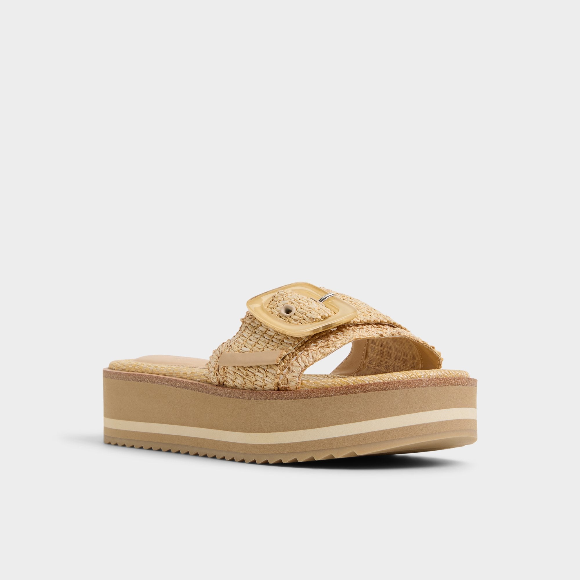 Wavynelly Light Beige Women's Flats - Slide sandal, Platform