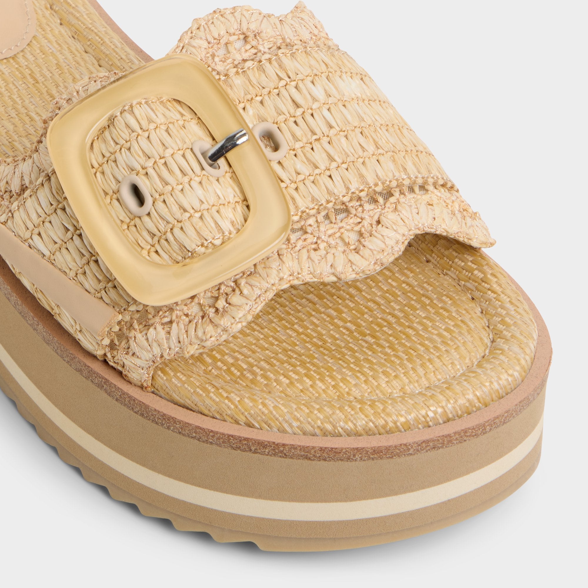 Wavynelly Light Beige Women's Flats - Slide sandal, Platform