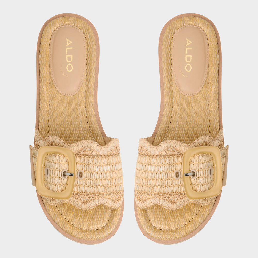 Wavynelly Light Beige Women's Flats - Slide sandal, Platform