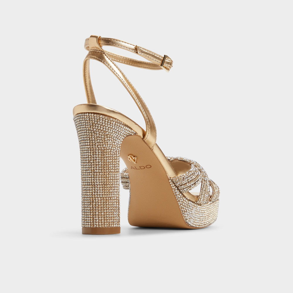 Shimma Gold Women's Iridescent metallics - Strappy heeled sandal, Platform