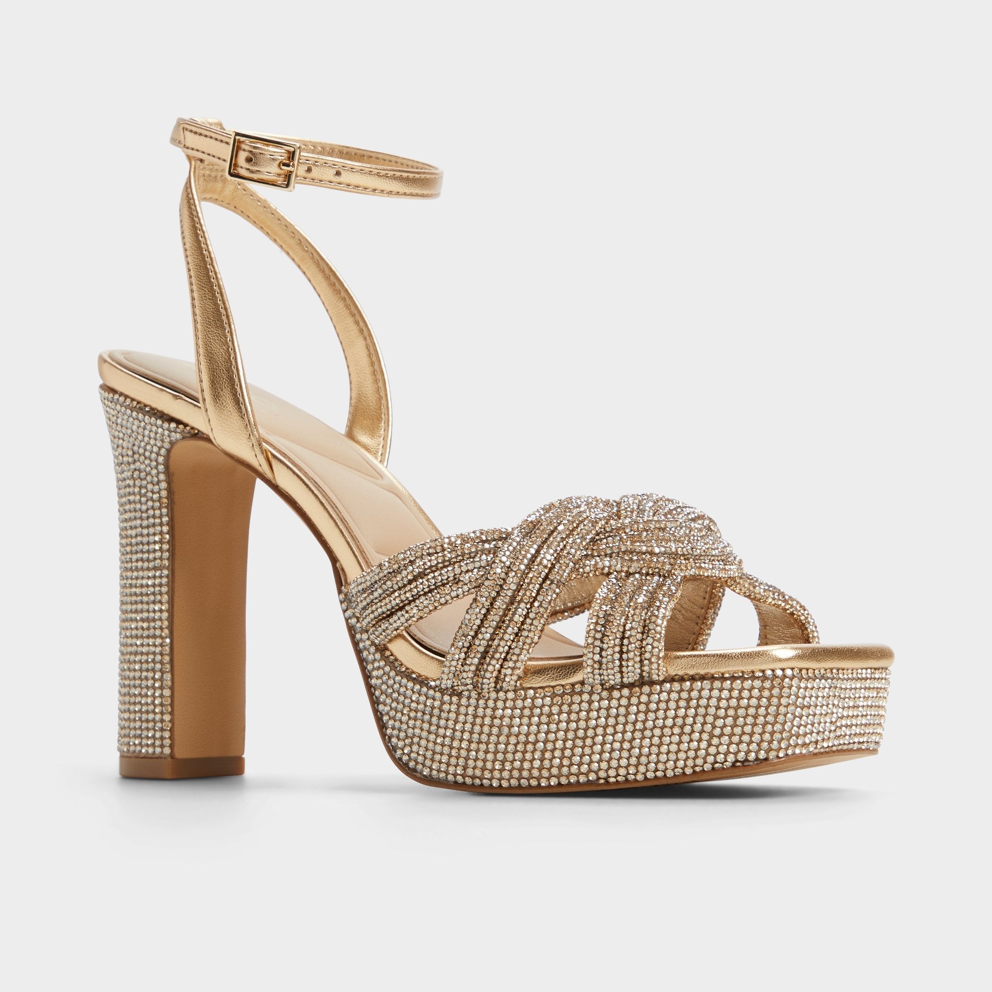 Shimma Gold Women's Iridescent metallics - Strappy heeled sandal, Platform