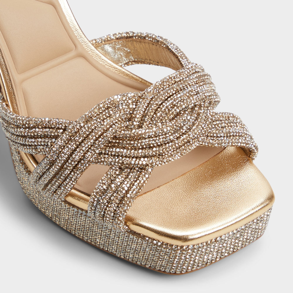 Shimma Gold Women's Iridescent metallics - Strappy heeled sandal, Platform