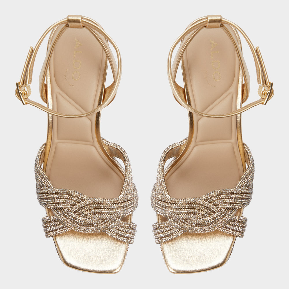 Shimma Gold Women's Iridescent metallics - Strappy heeled sandal, Platform
