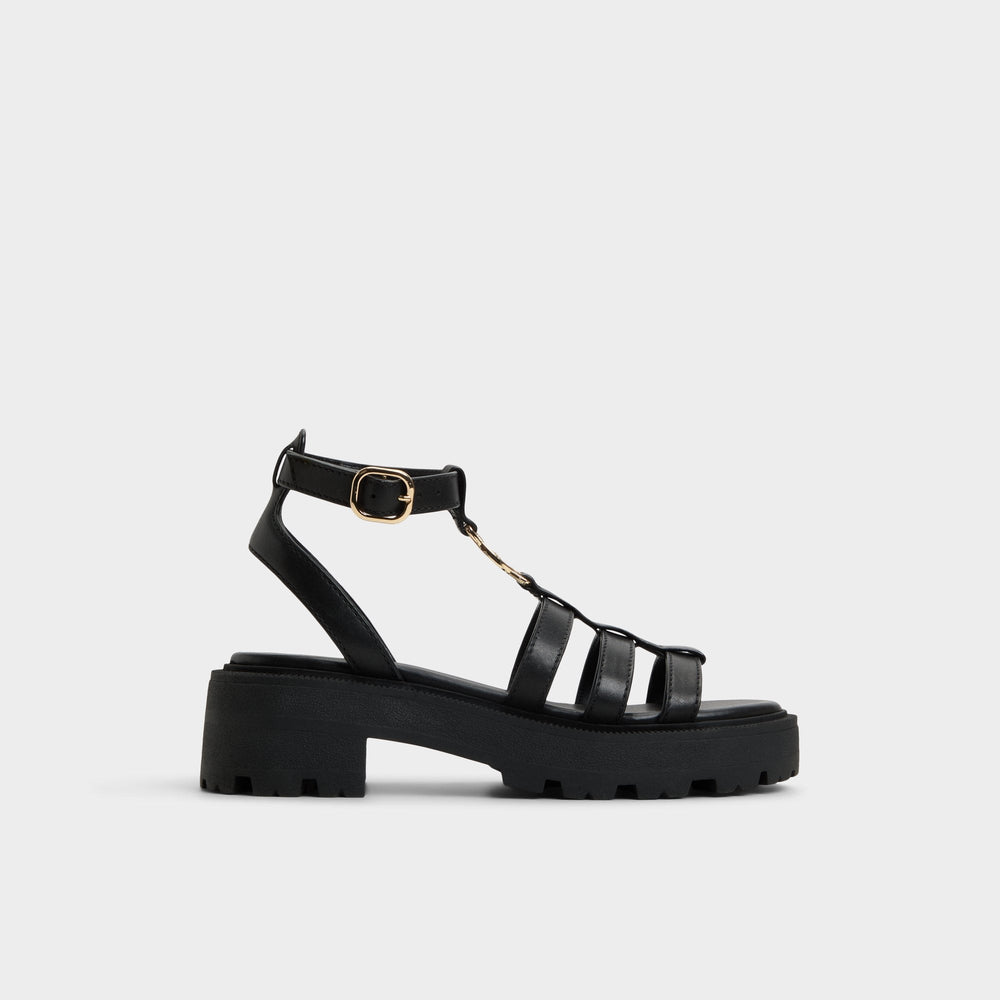 Lamington Black Women's Strappy sandals - Gladiator sandal, Lug sole