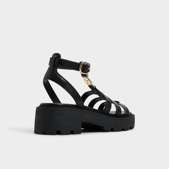 Lamington Black Women's Strappy sandals - Gladiator sandal, Lug sole