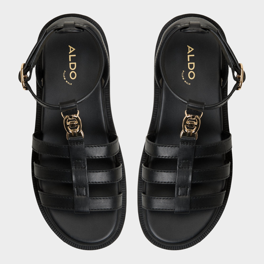 Lamington Black Women's Strappy sandals - Gladiator sandal, Lug sole