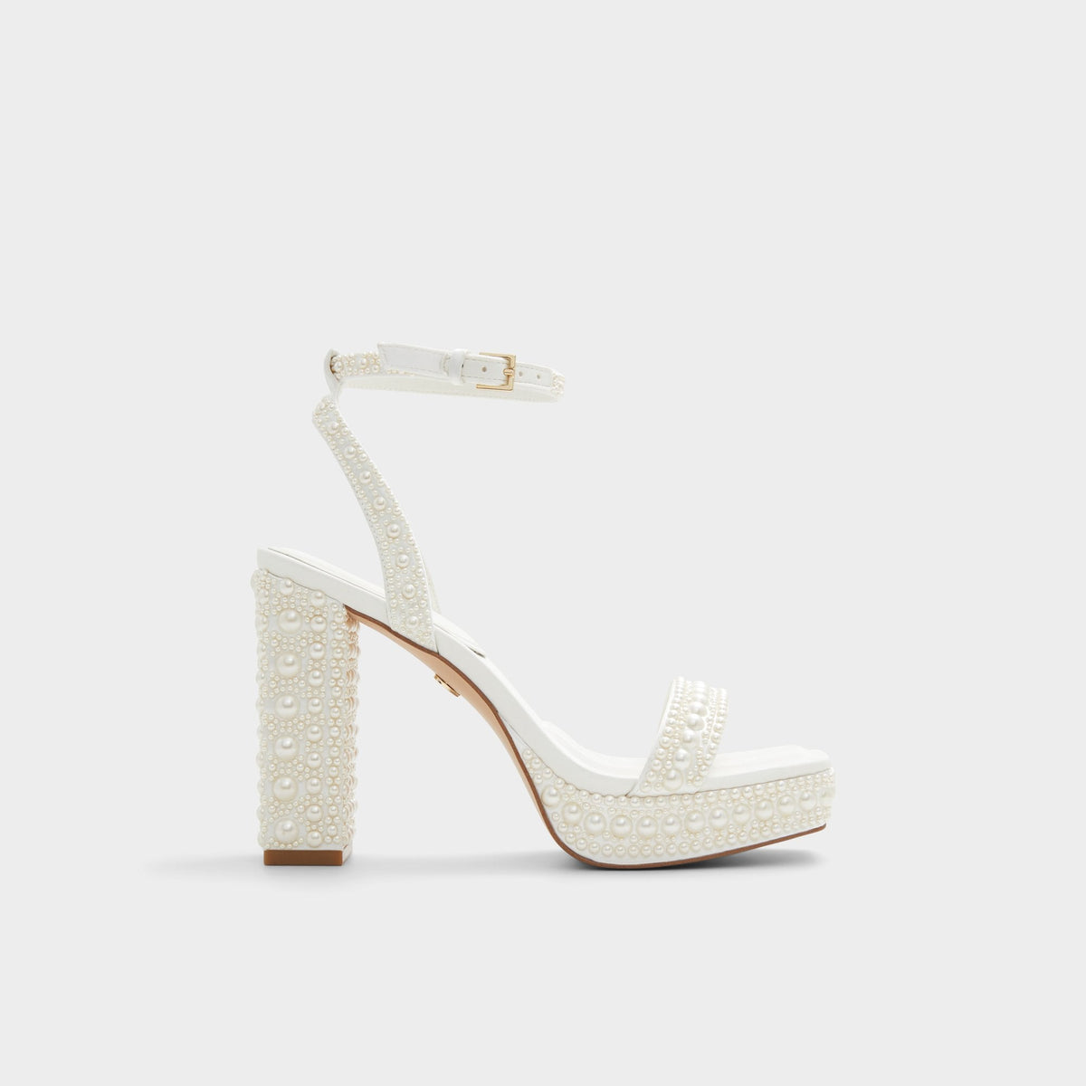 Lulu White Women's Strappy sandals - Strappy heeled sandal, Block heel