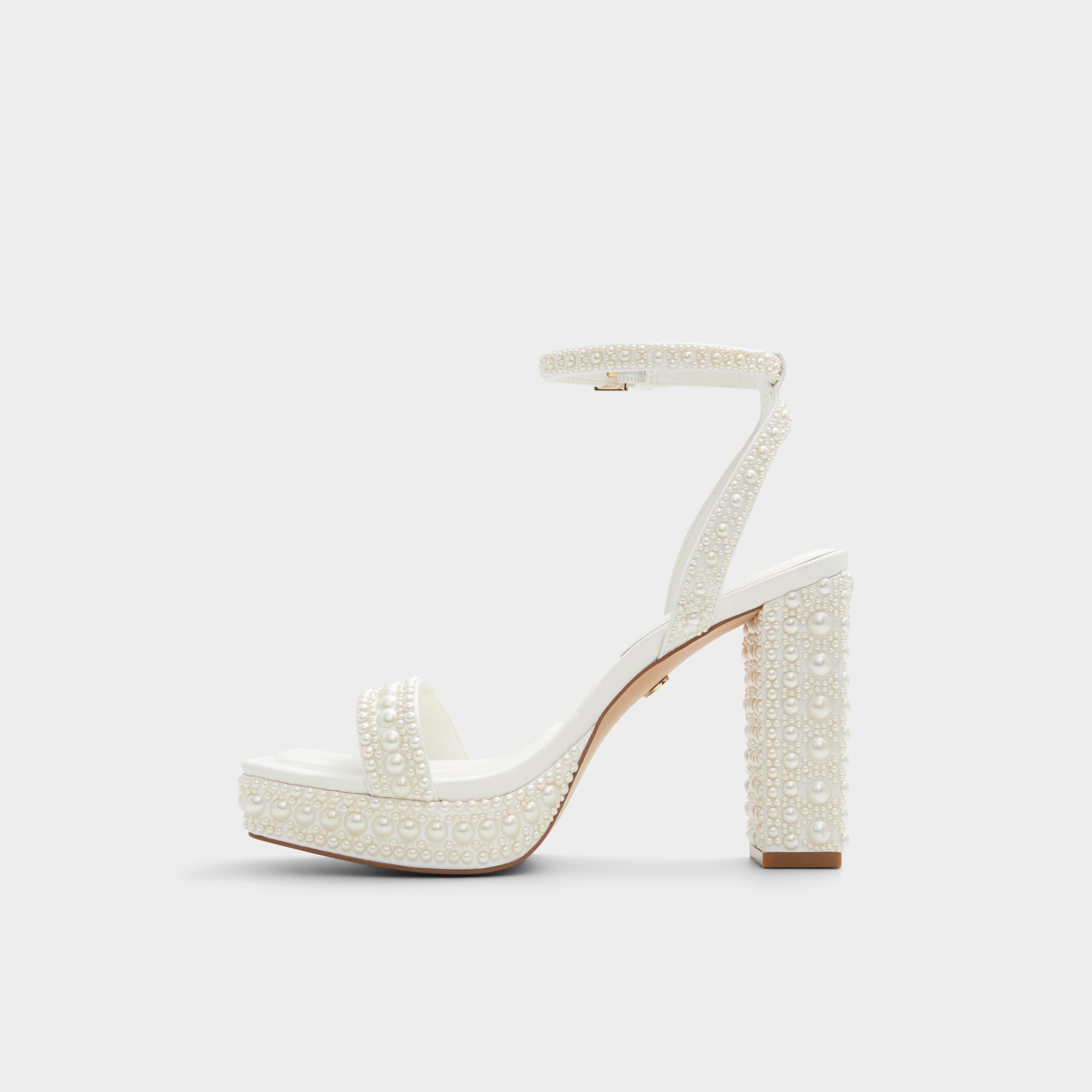 Lulu White Women's Strappy sandals - Strappy heeled sandal, Block heel